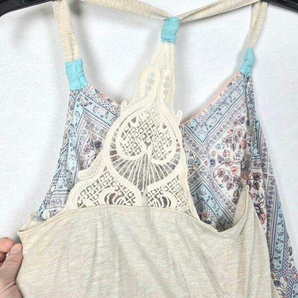 Jolt Boho Floral Crochet Racerback Tank Top L - Picture 5 of 7